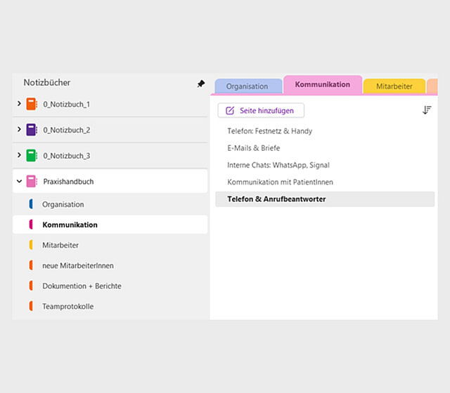 Screenshot von OneNote